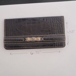 Brighton Alligator Leather Checkbook Cover Wallet, EUC
